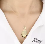Collier khmissa perle pour femme avec pendentif