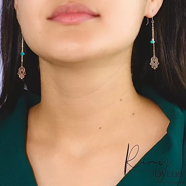 Boucles D'oreilles Khmissa Pierres – Image 3